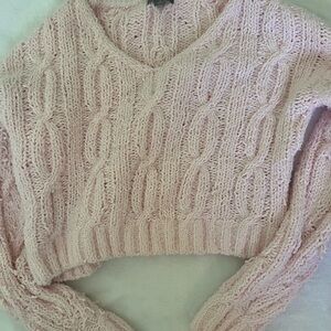 Cozy Pink Cable Knit Sweater